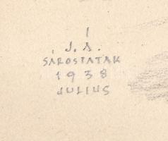 Jaschik Álmos (1885-1950): Hetzendorf, Beethoven-ház, 1938. Ceruza, akvarell, papír. Jelezve balra l...