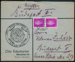 1931 Levél Münchenből Budapestre, hátoldalon levélzáróval / Cover with label on the backside