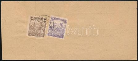 1919 Távbeszélőjegy a tanácsköztársaság idejéből 2 db bélyeggel "CSORNA" / Telephone ticke...