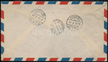1949 Légi levél Budapestre 4 bélyeggel / Airmail cover to Hungary