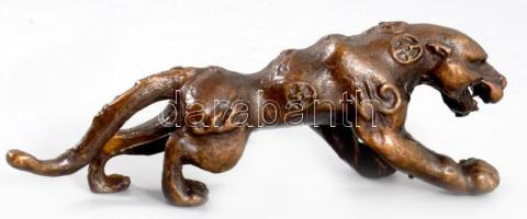 Kínai fém leopárd figura, h: 8,5 cm