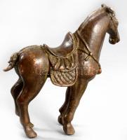 Patinázott bronz ló figura, hibátlan, m: 7 cm