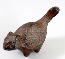 Stilizált vas macska figura, h: 8 cm