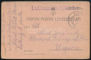 1916 Tábori posta levelezőlap / Field postcard "K.u.k. Benzinelektro-Feldbahn Nr.1." + "FP 328"