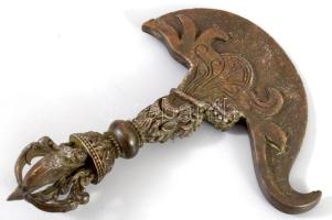 Buddhista gri-gug. Patinázott, h: 12,5 cm