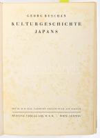 Buschan, Georg: Kulturgeschichte Japans. Mit 68 zum Teil farbigen Abbildungen auf Tafeln.Wien-Leipzig, 1938, Bernina-Verlag, 278 p. Oldalszámozáson kívül fekete-fehér és színes képtáblákkal. Német nyelven. Kiadói aranyozott egészvászon-kötés, nagyrészt jó állapotban, helyenként kissé foltos lapokkal.
