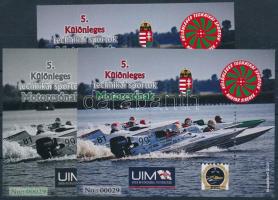2023 Különleges technikai sportok 5. Motorcsónak 3 darabos emlékív garnitúra azonos 0029 sorszámmal