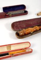 Doboznyi antik szipka, közte ezüst, borostyán, közte tokokkal, sérülésekkel