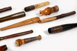 Doboznyi antik szipka, közte ezüst, borostyán, közte tokokkal, sérülésekkel