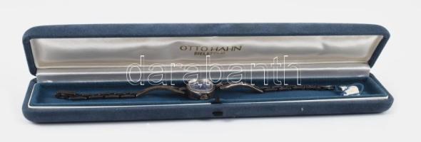 Descartes ezüst (Ag) női karóra, 17 köves, mechanikus, működik, tokjában, 15x20 mm