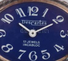 Descartes ezüst (Ag) női karóra, 17 köves, mechanikus, működik, tokjában, 15x20 mm