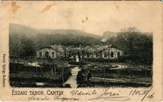 1905 Piliscsaba, Északi tábor, kantin, K.u.K. katona. Károlyi György kiadása (szakadás / tear)