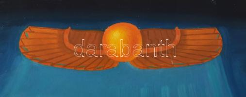 Ábrán Zoltán (1906-1986): Nefretiti, egyiptomi lányok. Olaj, farost, jelzett 60x50 cm Sérült keretbe...