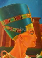 Ábrán Zoltán (1906-1986): Nefretiti, egyiptomi lányok. Olaj, farost, jelzett 60x50 cm Sérült keretbe...