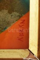 Ábrán Zoltán (1906-1986): Nefretiti, egyiptomi lányok. Olaj, farost, jelzett 60x50 cm Sérült keretbe...