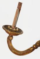 Tűziaranyozott bronz hatágú csillár, d: 75 cm, m,: 60 cm + lánc 100 cm, össz 160 cm Eredeti vezetéke...