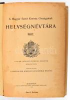 A Magyar Szent Korona Országainak helységnévtára 1907. A m. kir. kereskedelemügyi miniszter rendeletéből szerk. és kiadja a M. Kir. Központi Statisztikai Hivatal. Bp., 1907, Pesti Könyvnyomda Rt., IV+(6)+1541+(41) p. Egészvászon-kötésben, sérült, javított címlappal, néhány foltos lappal.