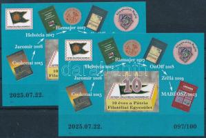2025 10 éves a Pátria Filatéliai Egyesület emlékívpár 097/100 sorszámmal