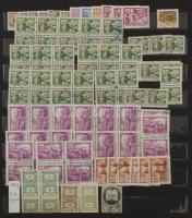 12 fekete lapos nagyalakú berakó, zöld borítóval, benne magyar tétel az 1910-1958 közötti időszakból...