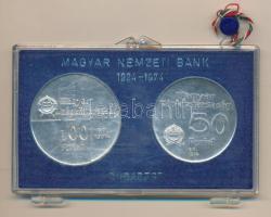 1974. 50Ft Ag "MNB" + 100Ft Ag "MNB" érmepár eredeti, plombált, "MNB" plasztiktokban T:BU, enyhén karcos tok Adamo EM44, EM45