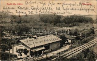 1908 Piliscsaba, Északi tábor látképe, vasútállomás. Újhelyi Lajos kiadása (Rb)