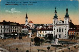 1924 Marosvásárhely, Targu Mures; Piata Regele Ferdinand / Fő tér, Fritsch Izsó, Lukács János üzlete, Takarékpénztár. Porjes S. Sándor kiadása / main square, shops, savings bank (EB)