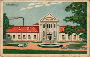 Magyarkanizsa, Ókanizsa, Ó-Kanizsa, Stara Kanjiza; Csodakút artézi fürdő, fürdő épület. Posner / spa, bath. litho (ázott / wet damage)