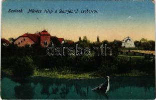 Szolnok, Művésztelep a Damjanich szoborral (EM)