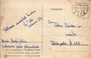 1944 Tüzérek húsvéti tojásokkal. Kézzel festett lap. Ezt a levelezőlapot Greskovics Teréz, a 416. sz...