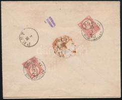 1873 Réznyomat 10kr és 2 x 5kr ajánlott levélen. Szép, friss darab, luxus bélyegzéssel! "BOGDÁN...