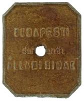 DN "Budapesti Állami Hidak" Fe híd lemezbárca, lyukasztással (30x35,5mm) T:XF, patina