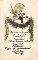 1927 Mezőhegyes, Ménesbirtok Estebéd menü 1927. január 5-én. photo (EK)