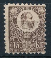 1871 Réznyomat 15kr postatiszta állapotban, enyhén decentrált, festékfoltok a fejnél (240.000) (apró gumihiba / small gum disturbance)