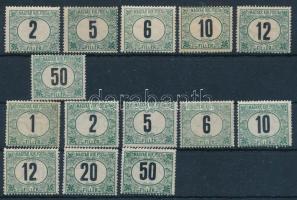 1905-1914 Zöldportó II. sor 6 értéke 15-ös fogazással + Zöldportó V. sor fekvő vízjellel
