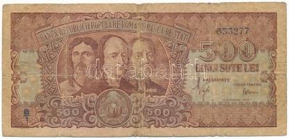 Románia 1949. 500L "B/1 333277" T:VG, középső hajtás mentén pici lyuk
Romania 1949. 500 L...