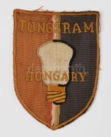 cca 1950 Tungsram Hungary selyem felvarró. 7x11 cm