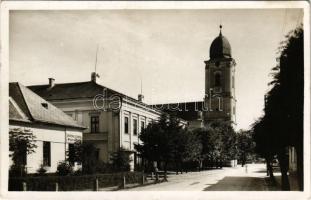 Losonc, Lucenec; Statny ucitelsky ústav / Evangélikus templom, tanítóképző intézet, Baptista Testvériség háza. Marcel Filó kiadása / Lutheran church, teachers' training institute, Baptist Brotherhood's house + "1938 Losonc visszatért" So. Stpl.