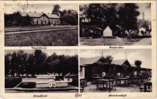 Göd, vasútállomás, Banán tábor, strandfürdő, strandvendéglő, pincérek (EB)
