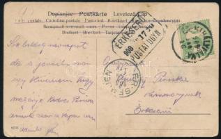 1908 Képeslap Turul 5f bérmentesítéssel "ÉRKESERŰ" postaügynökségi bélyegzéssel