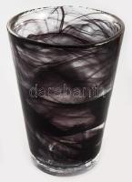 Kosta Boda örvényes mangán színezésű váza. Terv.: Ulrica Hydman Vallien (1938-2018). Jelzett, hibátlan, m: 19 cm