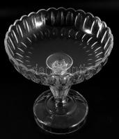 cca 1850-1880 Biedermeier talpas kínáló. Szakított., fűrészelt hutaüveg, kis pattogzással, karccal, d: 23,5 cm, m: 24 cm