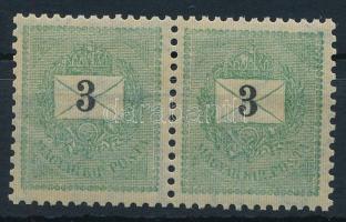 1899 3kr pár 12 : 11 3/4 fogazással, luxus POSTATISZTA minőségben. Rendkívül ritka összefüggésben!