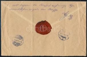 1914 Ajánlott levél 3 színű 4 bélyeges bérmentesítéssel kék "ASAU / GARA"