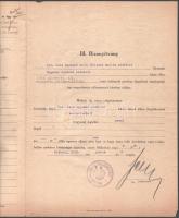 1938 Miskolc, Szegénységi jog megadásáért a bírósági eljárásban előterjesztett kérelem alapjául szolgáló hatósági bizonyítvány, helyettes polgármesteri aláírással, 3 p.