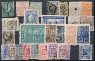 Spanyol kis tétel stecklapon, benne távírda, jótékonyság, stb. bélyegek