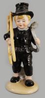 Német szerencsehozó kéményseprő figura. Jelzett, hibátlan, m: 13,5 cm