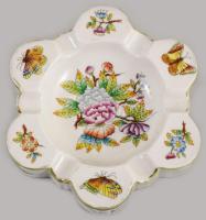 Herend Viktória mintás hamuzó, Jelzett, aranykopással, d: 15,5 cm