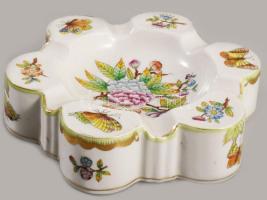 Herend Viktória mintás hamuzó, Jelzett, aranykopással, d: 15,5 cm