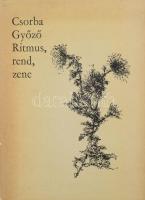 Csorba Győző: Ritmus, rend, zene. A szerző, Csorba Győző (1916-1995) Kossuth-díjas és kétszeres József Attila-díjas költő, műfordító által Kiss Dénes (1936-2013) József Attila-díjas (1975) író, költő, műfordító, nyelvész részére DEDIKÁLT példány. Martyn Ferenc rajzaival illusztrált. Pécs, (1981), Szikra-ny., 57+3 p. Számozott, 173. számú példány. Kereskedelmi forgalomba nem került. Kiadói papírkötés.