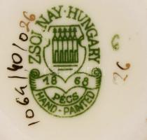 Zsolnay pillangó mintás váza, jelzett, m: 5,5 cm